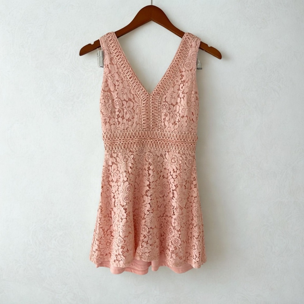 Francesca's Collections Blush Pink Lace Mini Dress